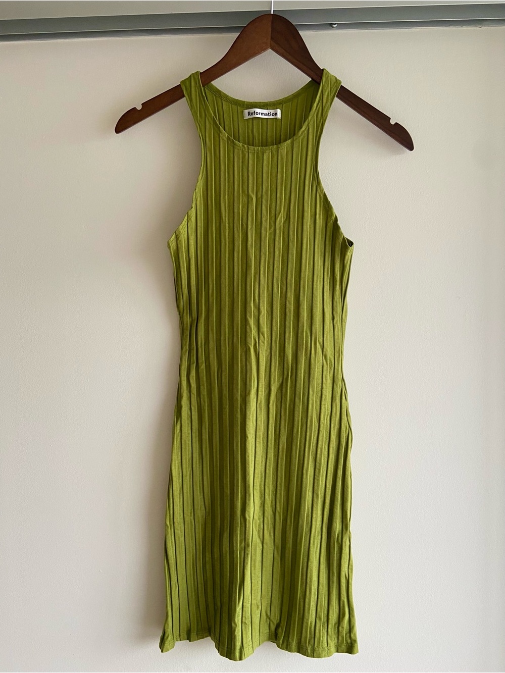 Reformation Olive Green Ribbed Mini Dress - Picture 4 of 8